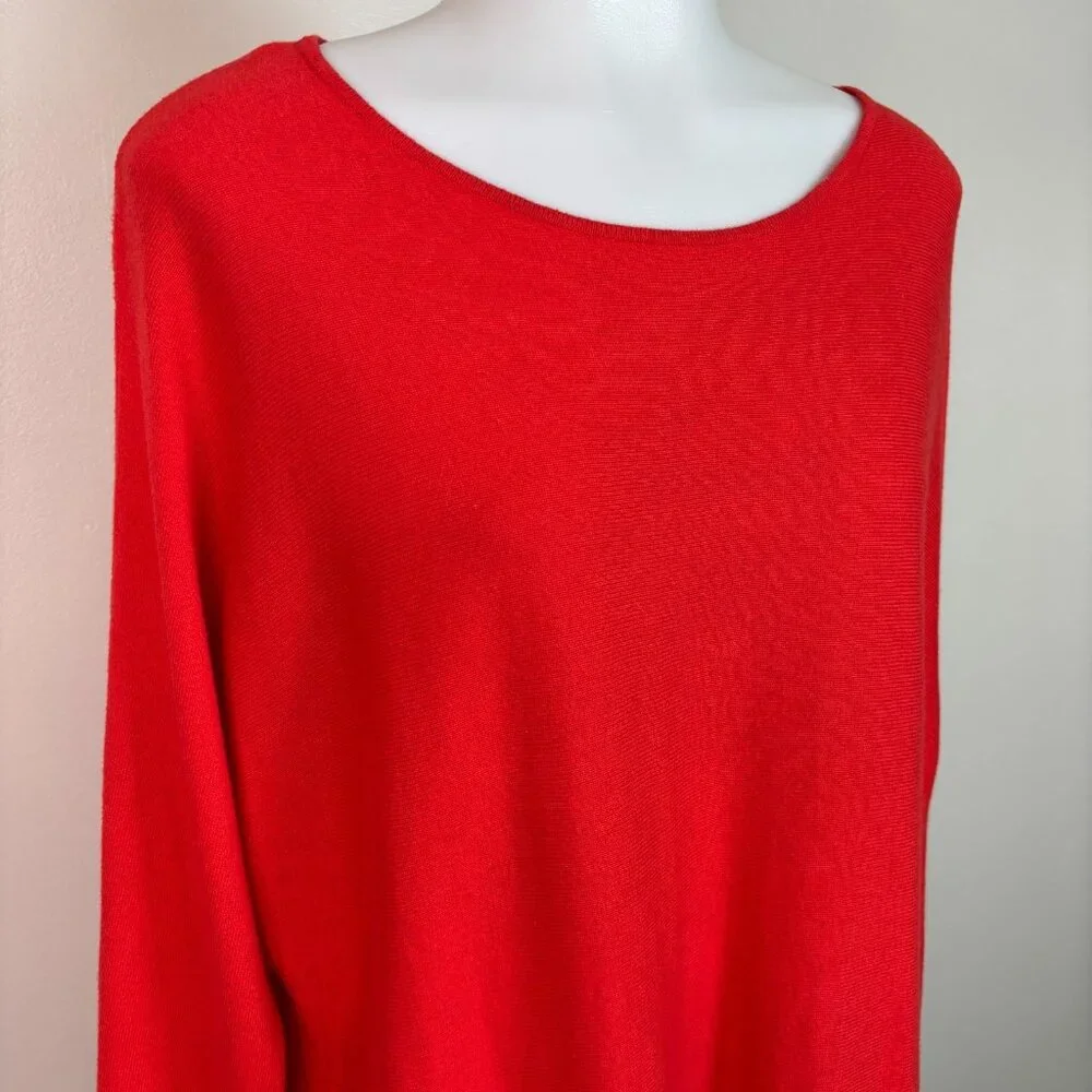 Michael Michael Kors Sweater XL‎ Bright Red Lightweight Pullover Cotton Blend